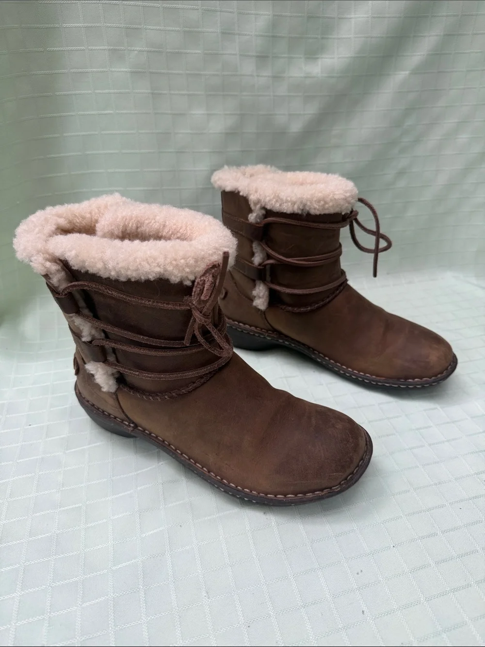 UGG Brown Shearling-Lined Winter Ankle Boots